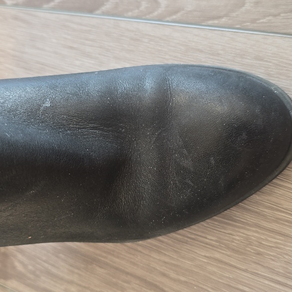 Lucky Brand Salza Black Leather Ankle Booties Size 8.5 Minimalist Noir - Picture 8 of 9